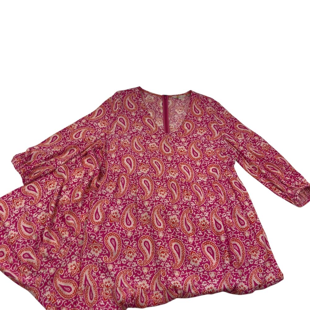 Boden Pink Paisley Floral Lightweight Viscose Tiered Maxi Dress Women's 14R